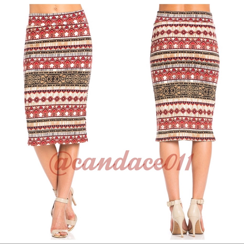 Damask Print Pencil Skirt